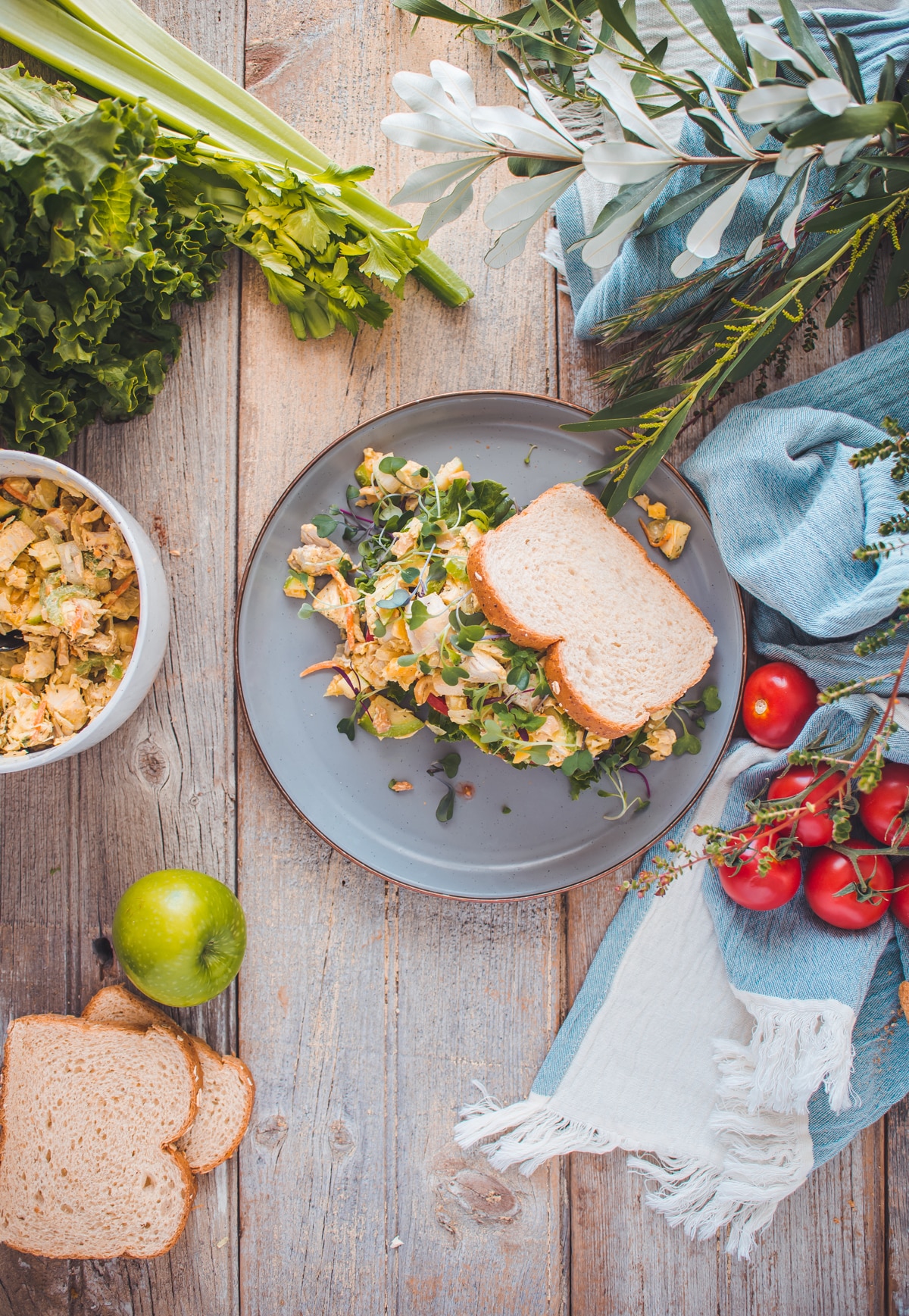 Curry Chicken Salad Served with Bread