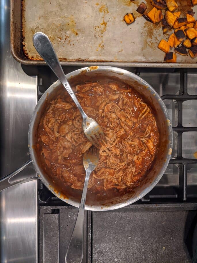 shredded chicken tinga in pot