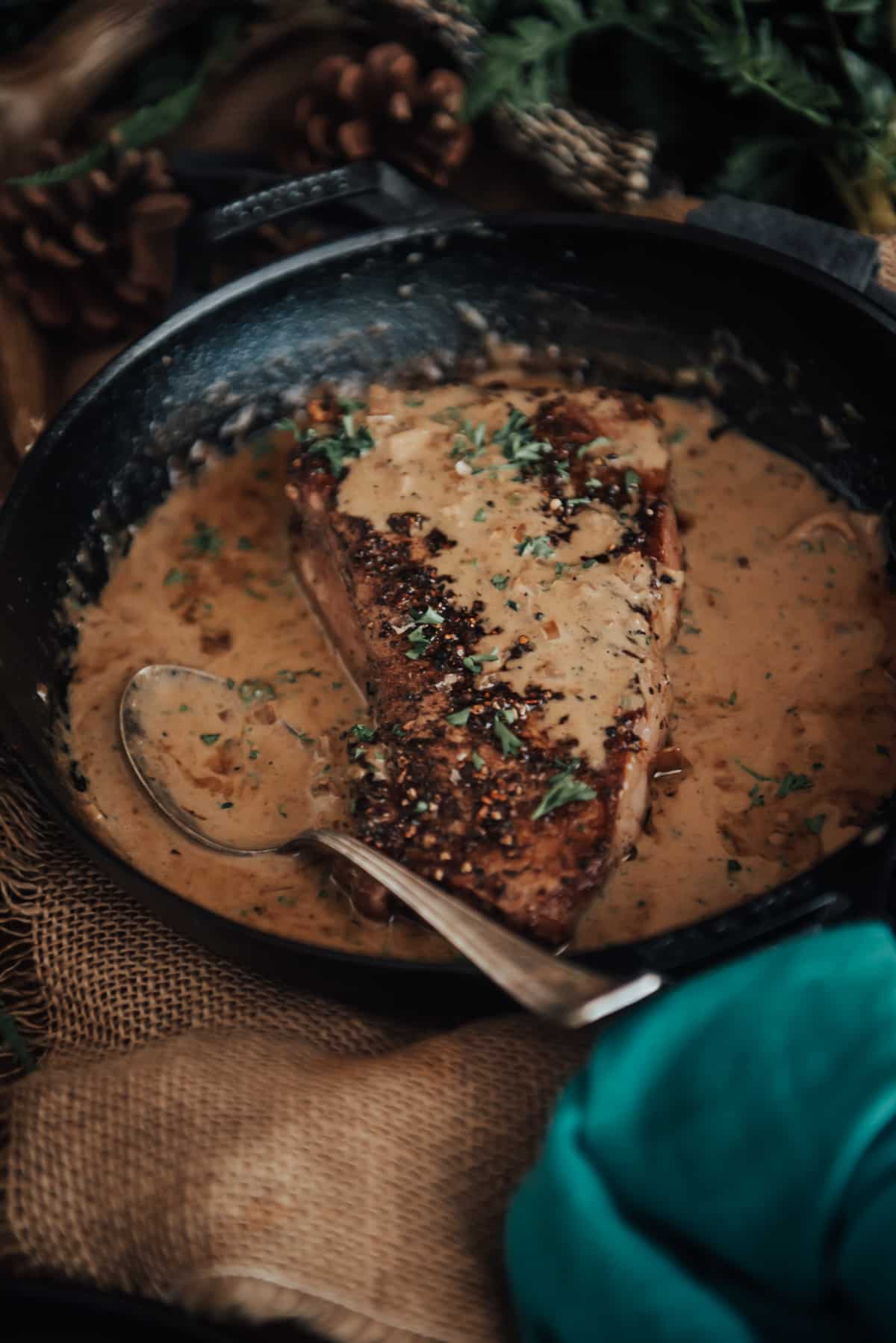 Cast-Iron Steak with Bourbon Sauce