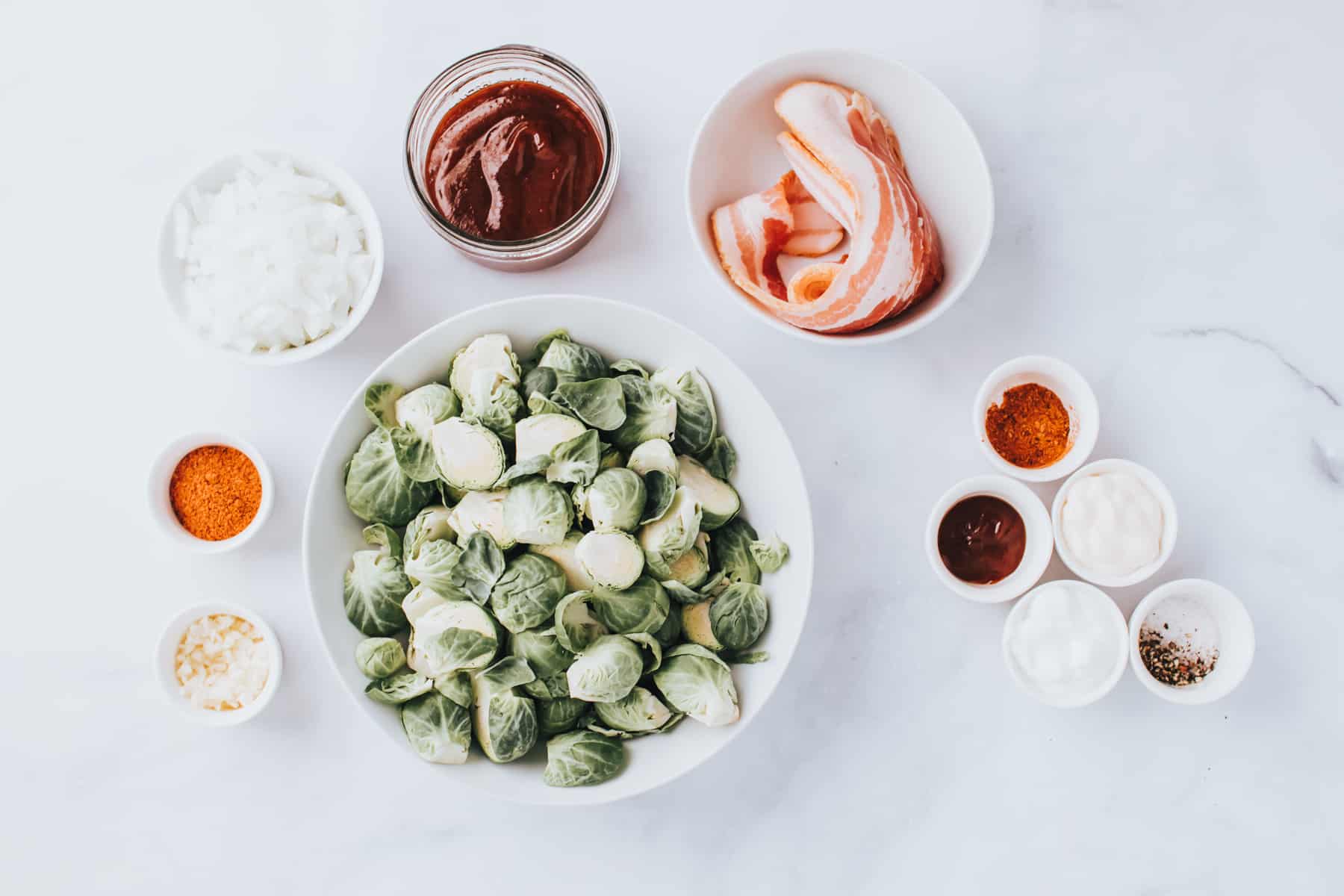 ingredients for smoked brussels sprouts with bacon