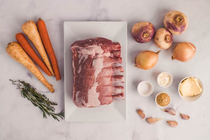 ingedients for oven roasted rack of pork