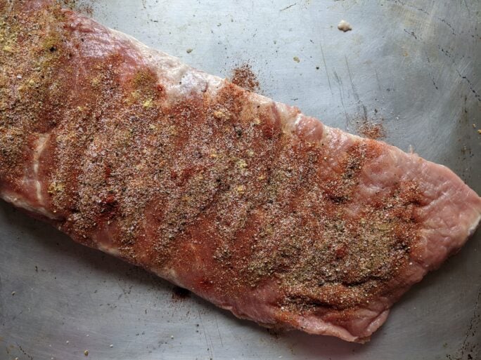 Ribs rubbed in a spice blend. 
