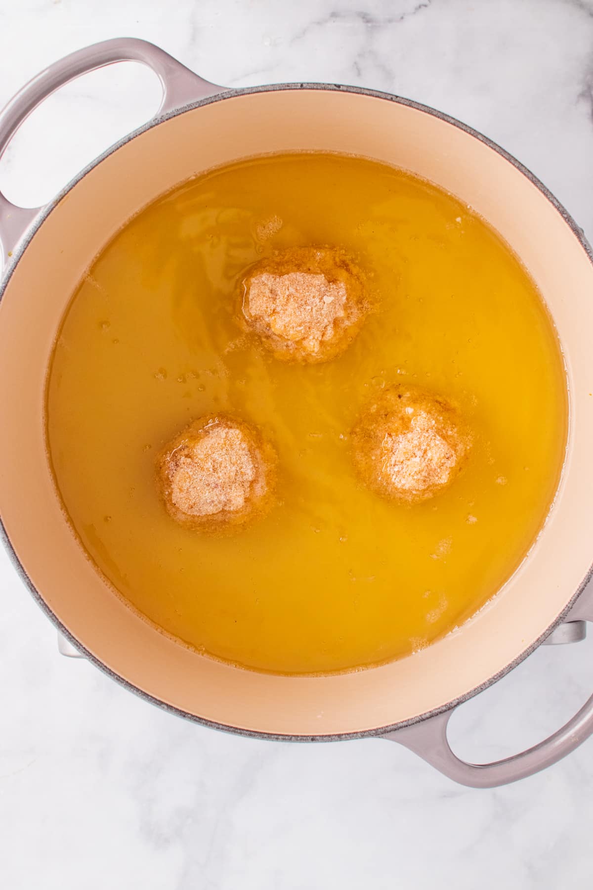 macaroni balls frying