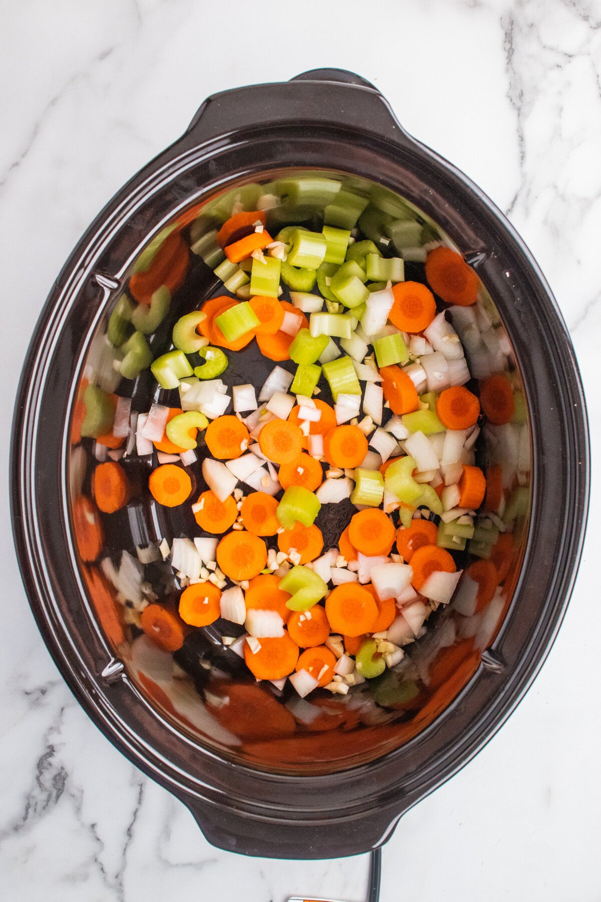 Veggies in the crockpot.