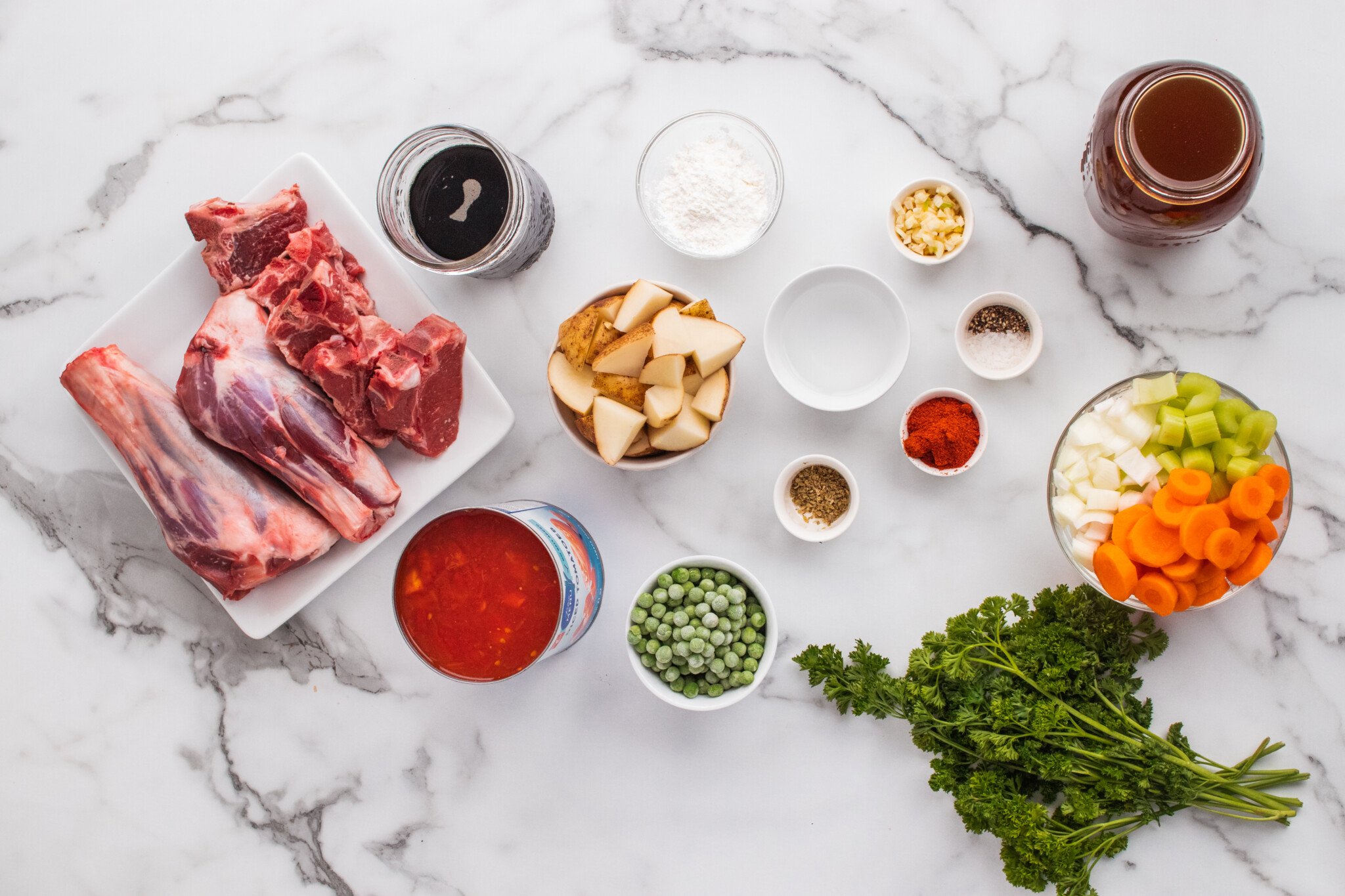 Ingredients for lamb stew. 