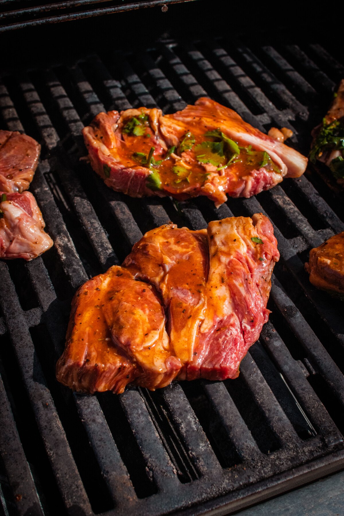 grilling steak meat