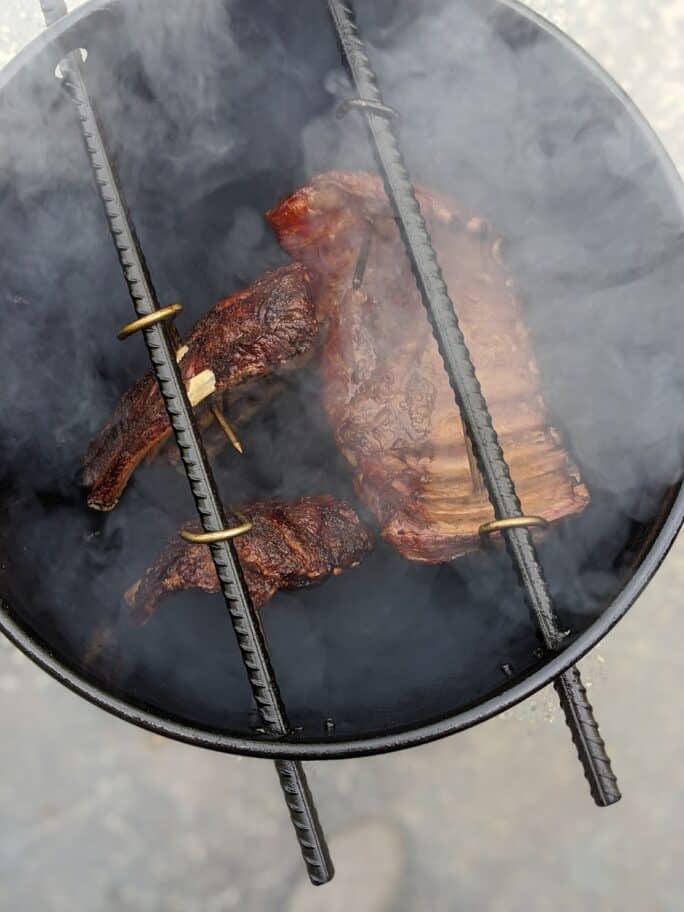 St Louis Style Ribs in a pit barrel cooker