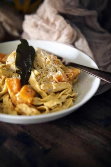 Creamy Pumpkin Alfredo with Roasted Butternut Squash and Turkey cover