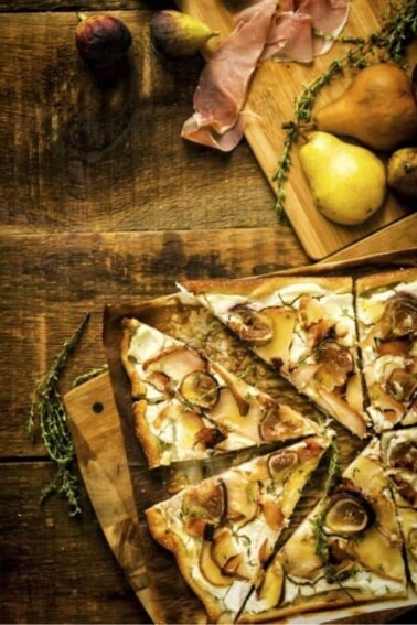 Savory Grilled Pizza with Fig and Pears cover