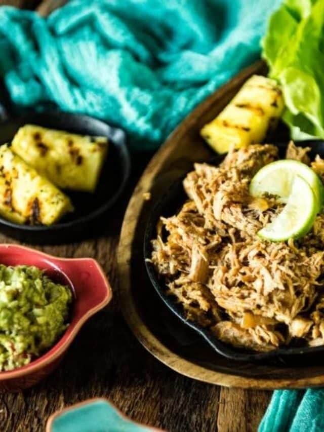 Whole 30 Ancho Pulled Pork Lettuce Cups with Grilled Pineapple Story