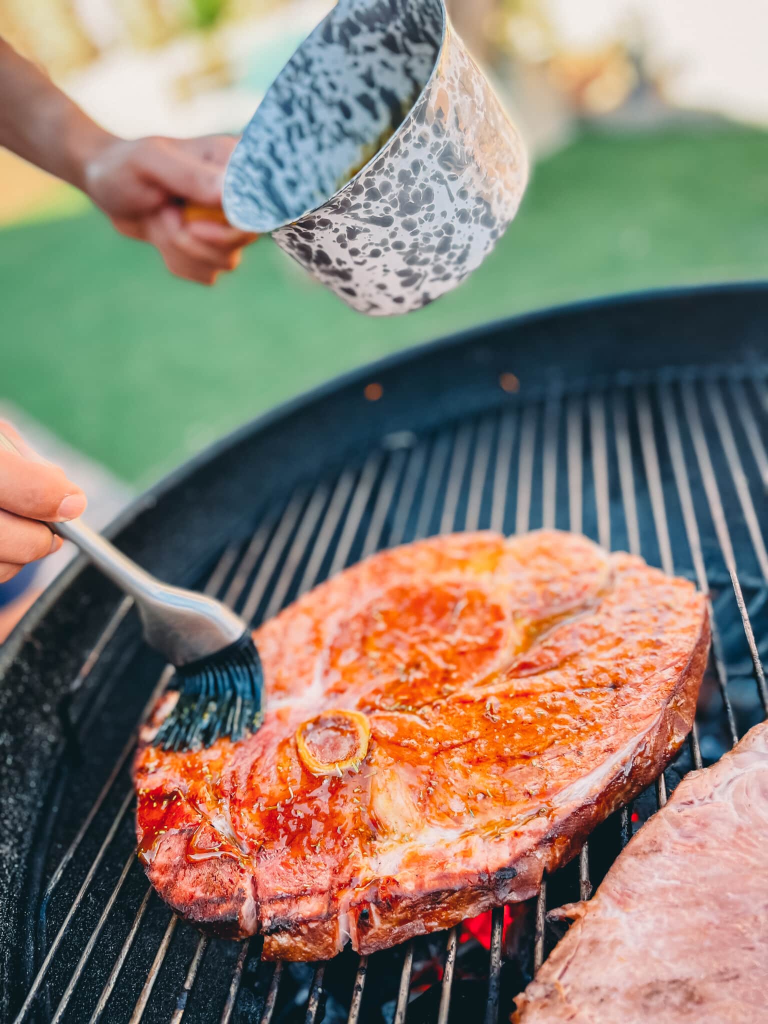 Grilled Ham Steaks with Brown SugarMustard Glaze Girl Carnivore