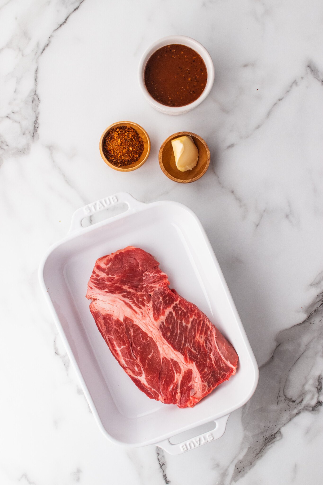 Ingredients for flat iron steak. 