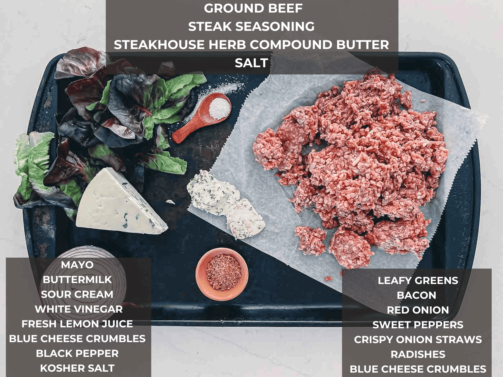 Ingredients for hamburger salad.