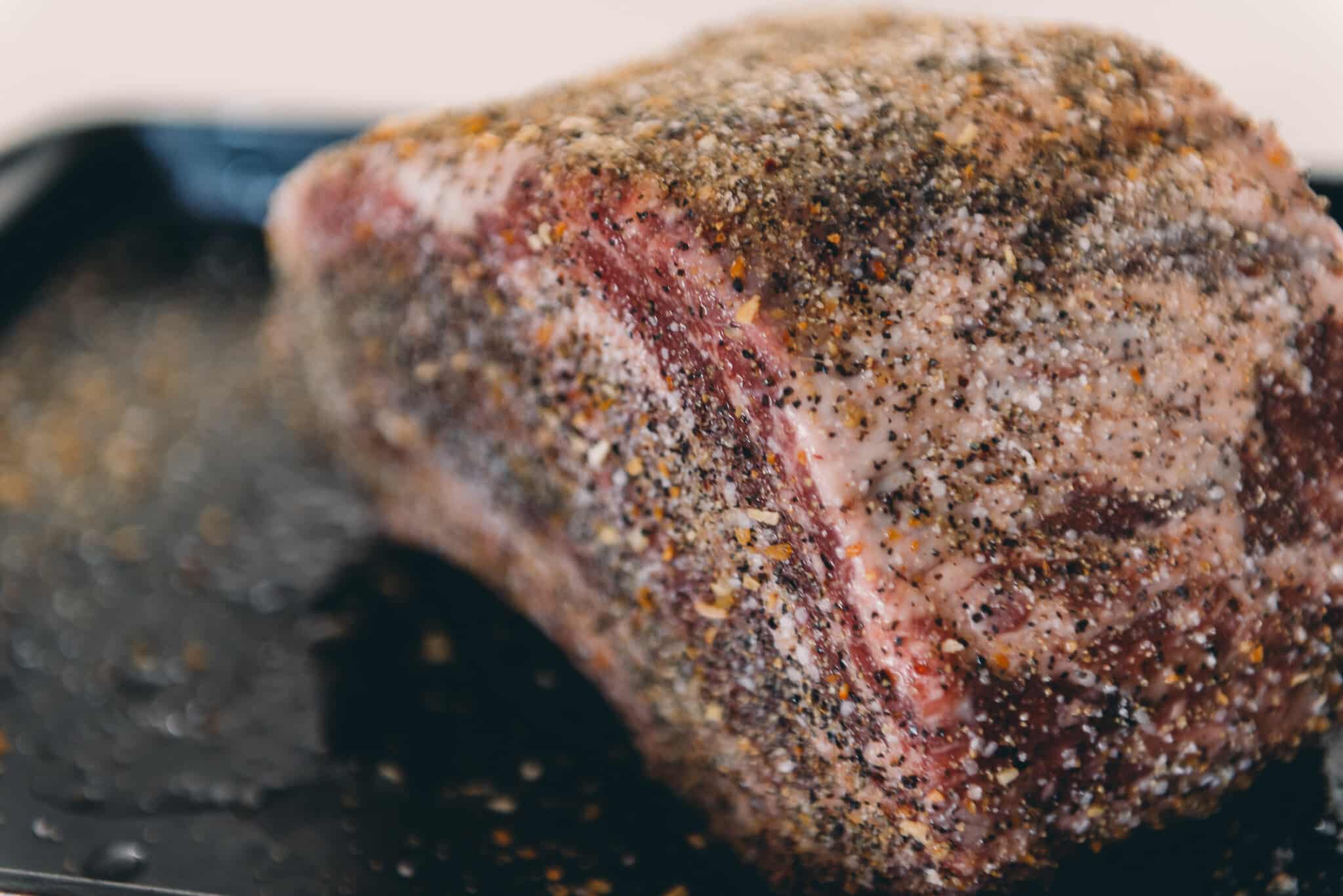 Seasoned rib roast.