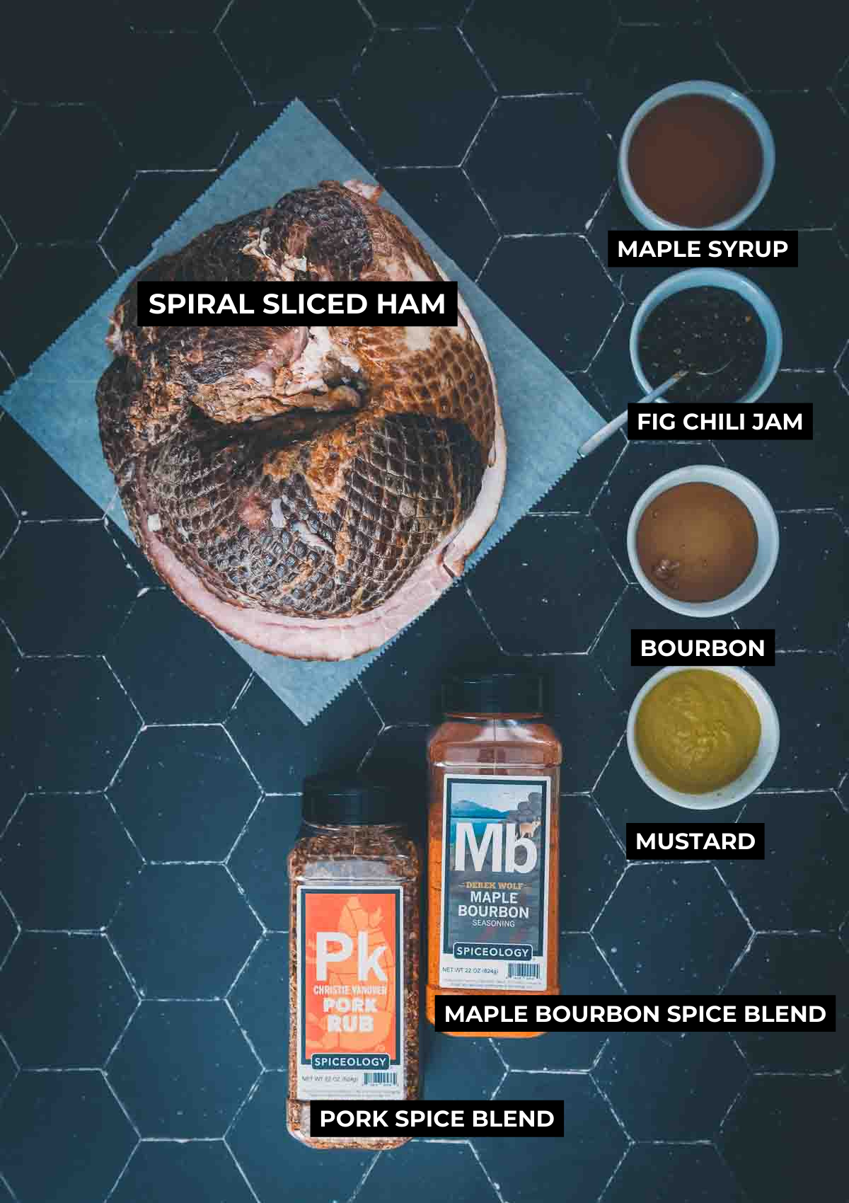 Ingredients for smoked spiral ham 