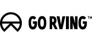 Go rving logo on a green background.