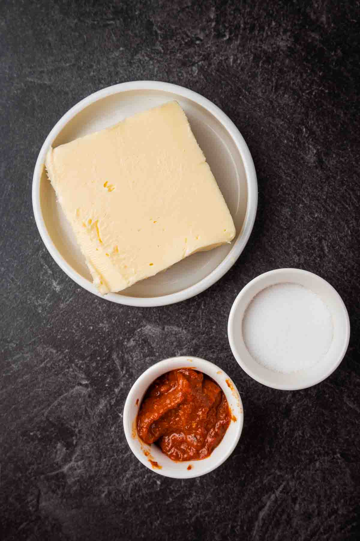 Ingredients for harissa butter.