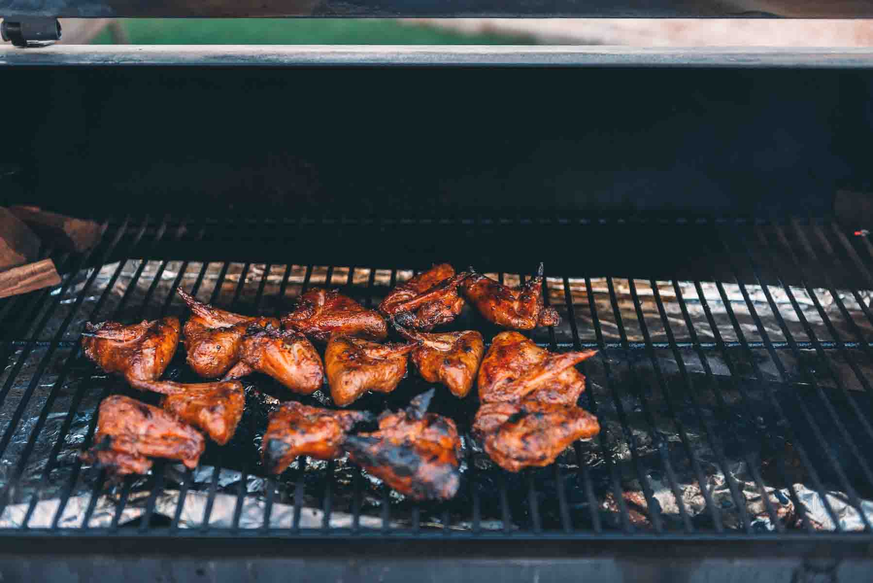 Wings on a grill grate. 