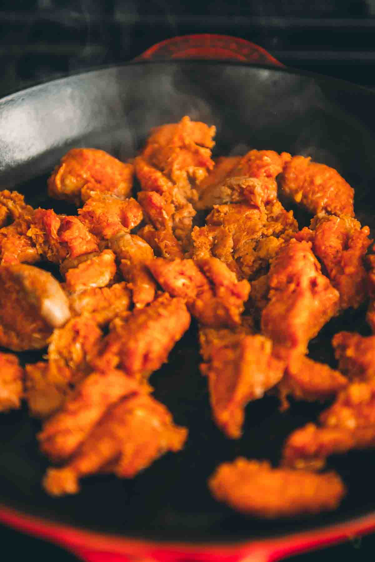 Chorizo in skillet.