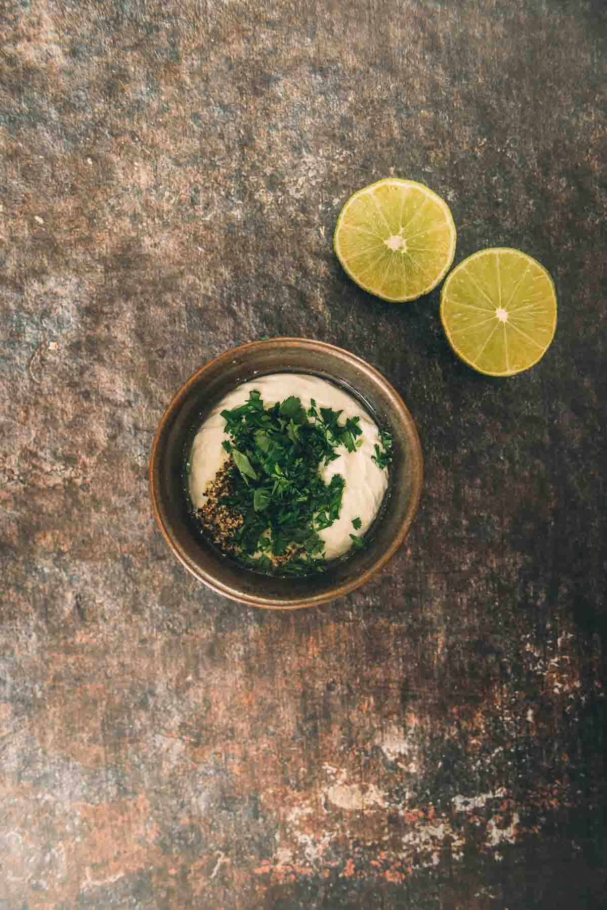 Ingredients for the lime crema. 