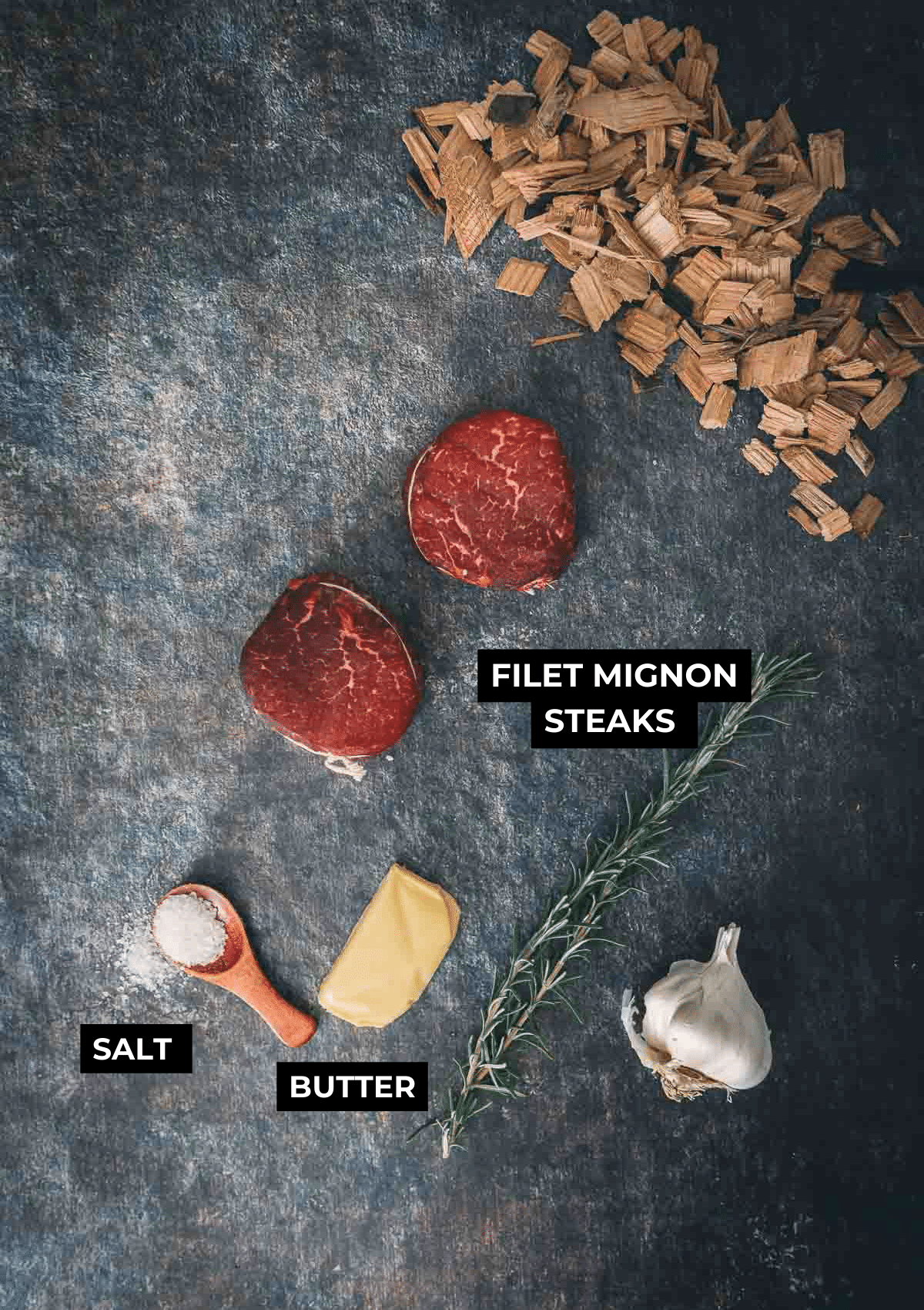 Ingredients for this grilled steak recipe.