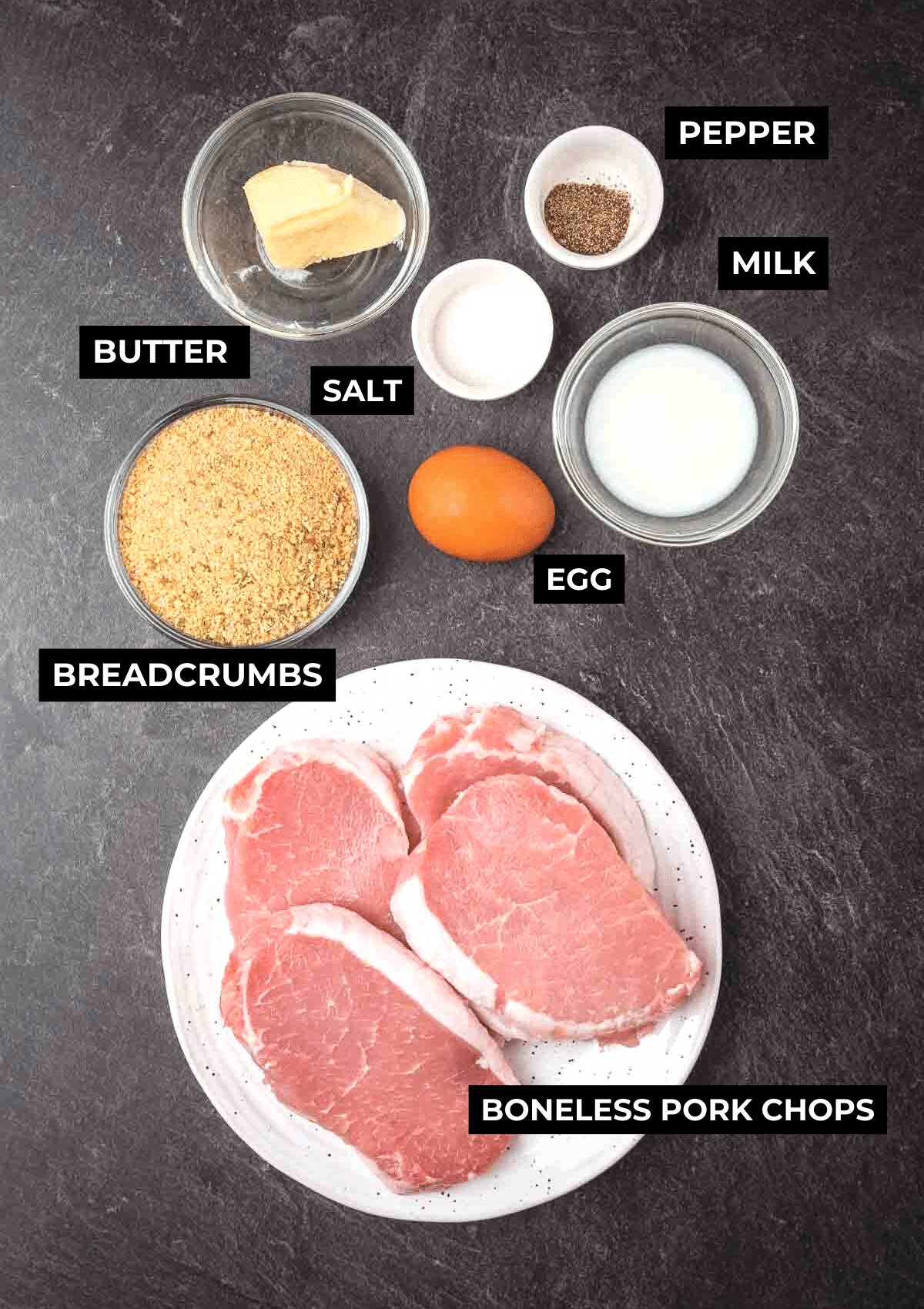 Ingredients for shake and bake pork chops recipe. 