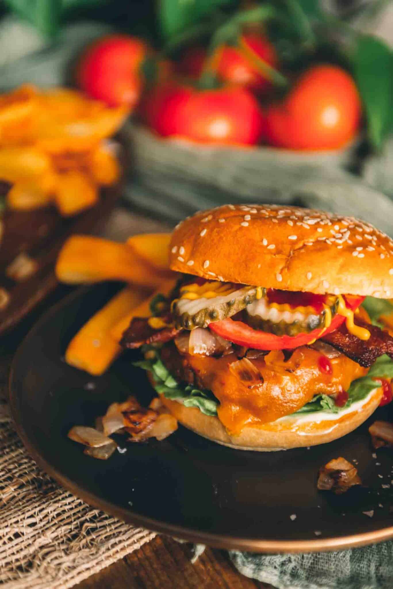 Smoked Burgers with Caramelized Onions and Cheddar Cheese