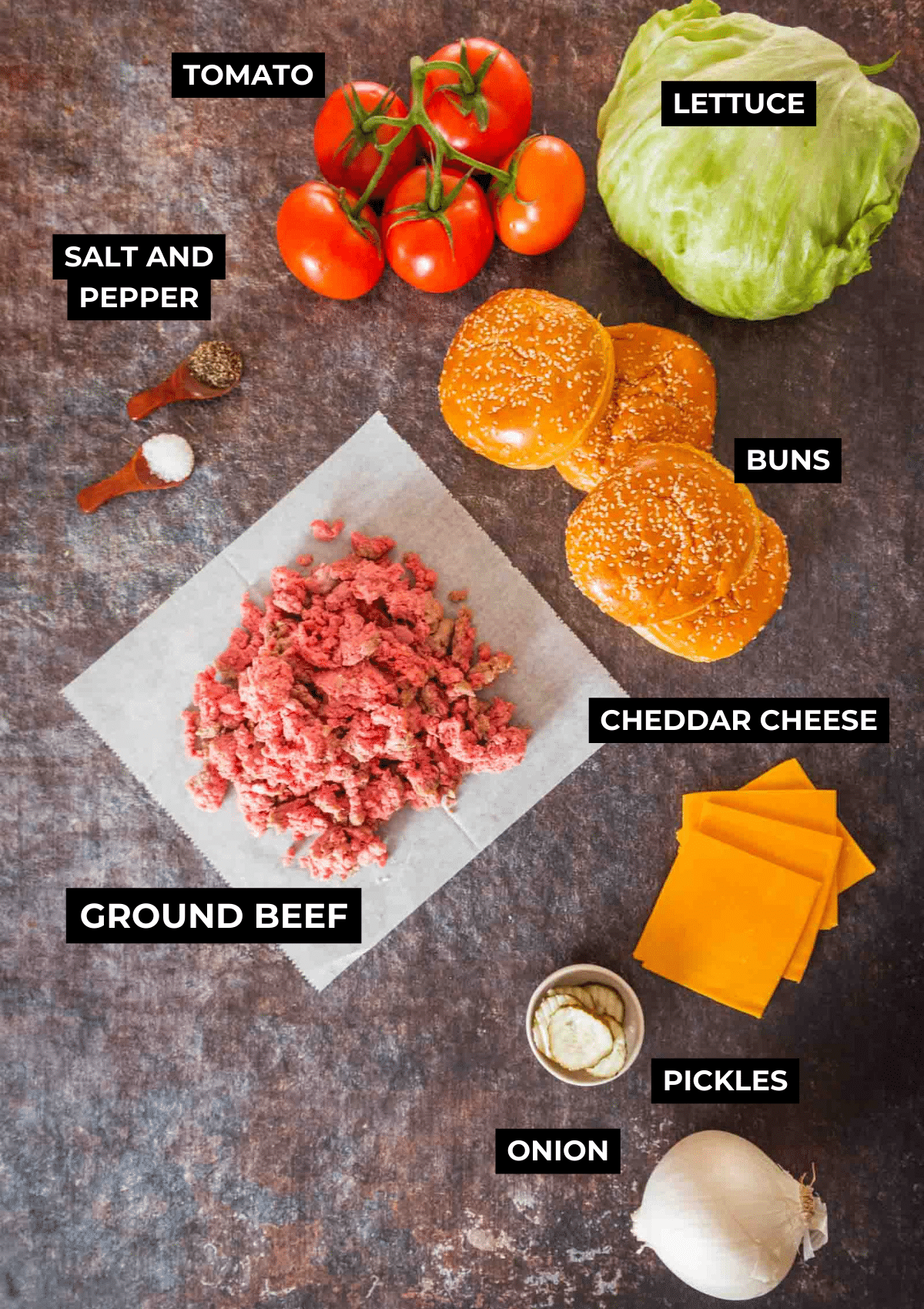 Ingredients for these smoked burgers. 