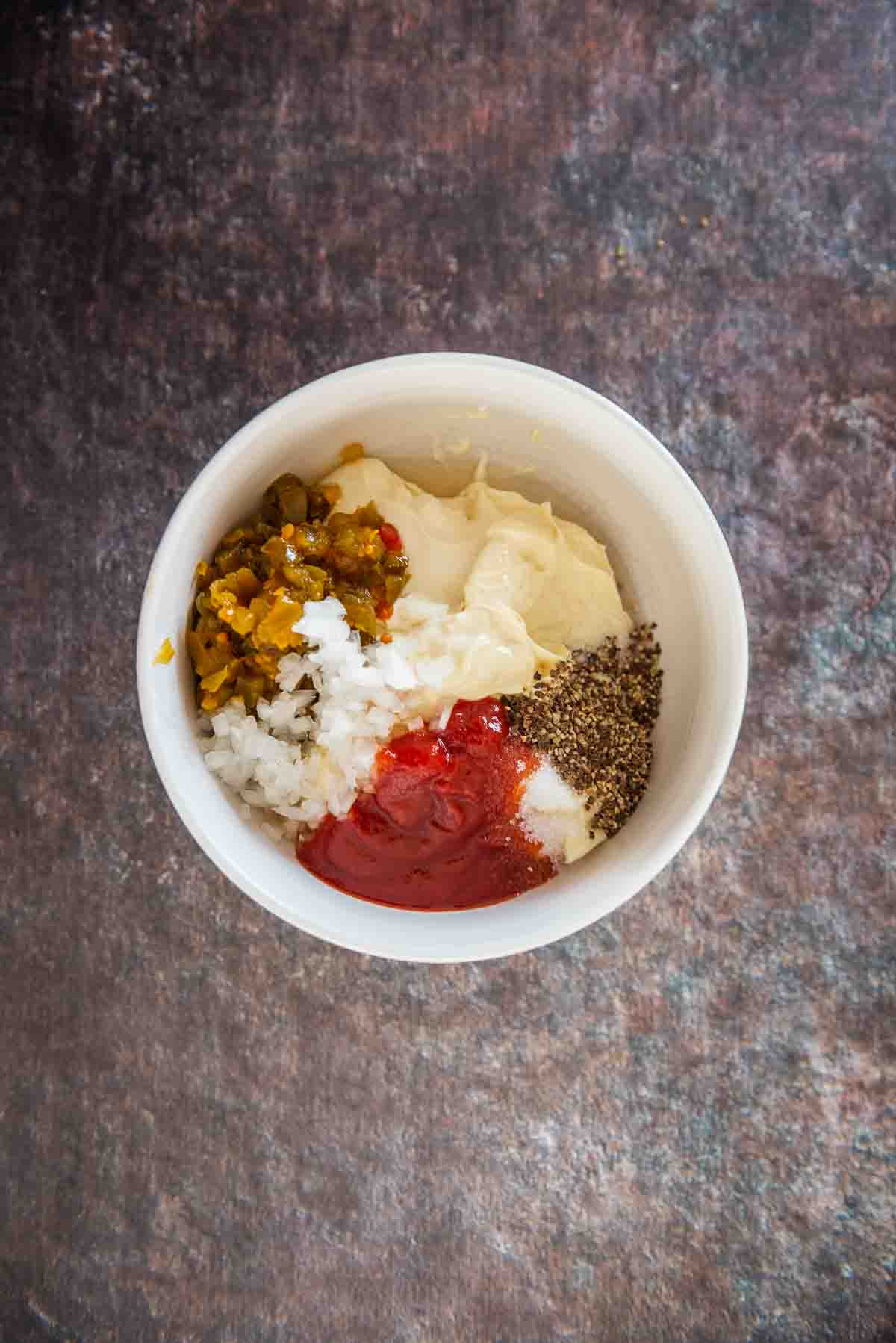 Ingredients added to a bowl.