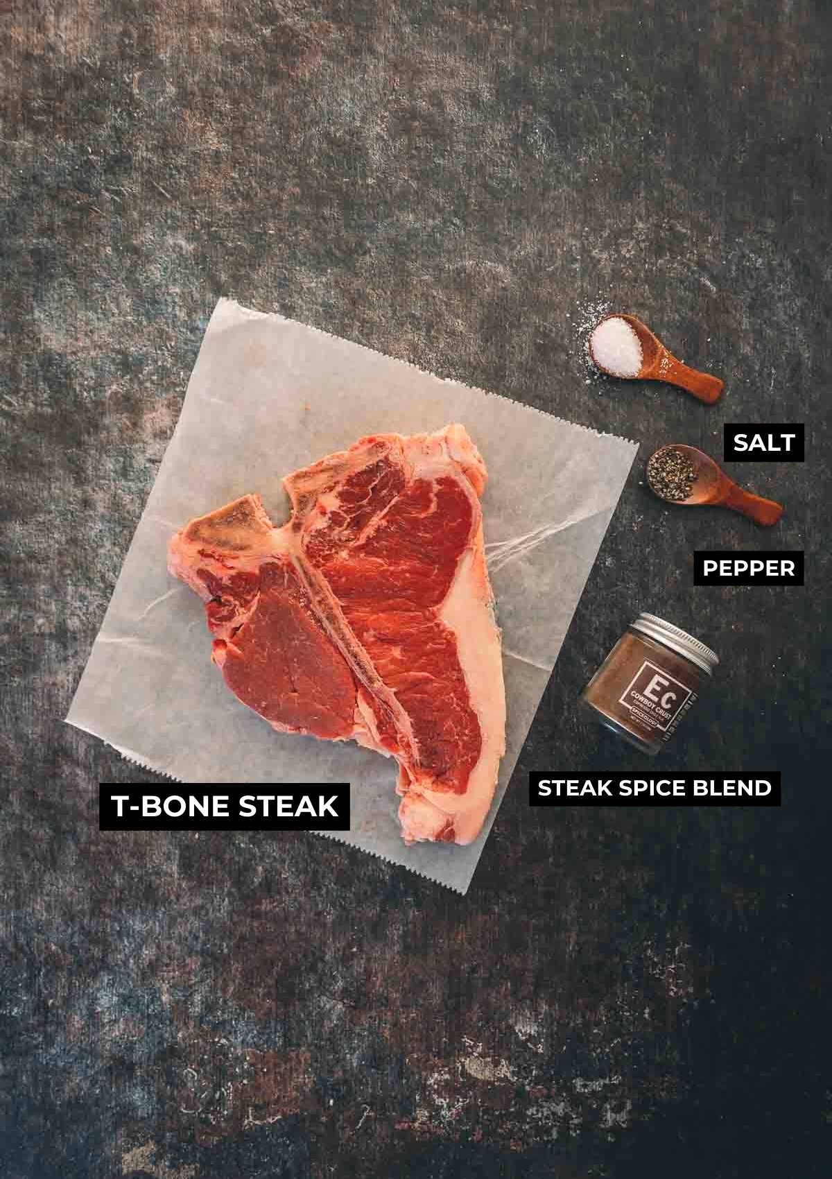 Ingredients for this grilled steak.