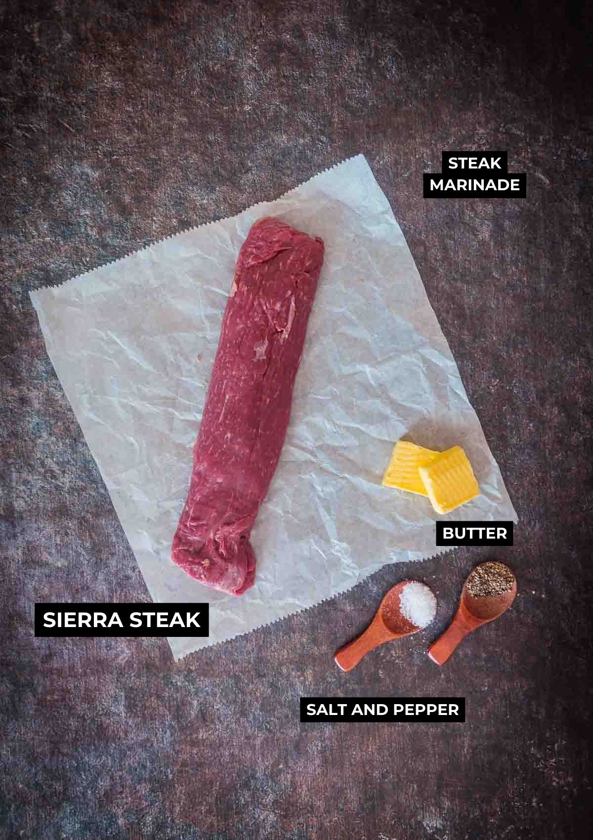 Ingredients for this steak recipe. 