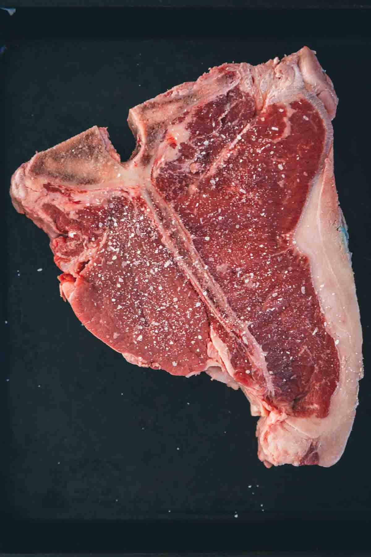 Steak with salt. 