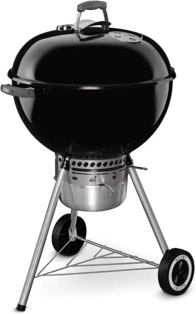 A black bbq grill on a white background.