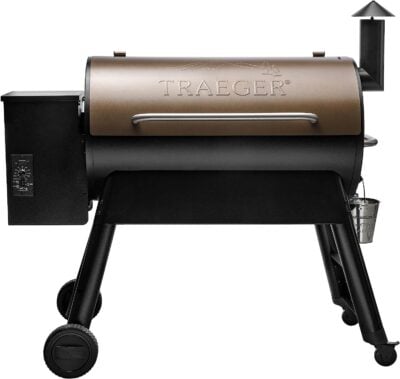 A charcoal grill with a black and brown color.