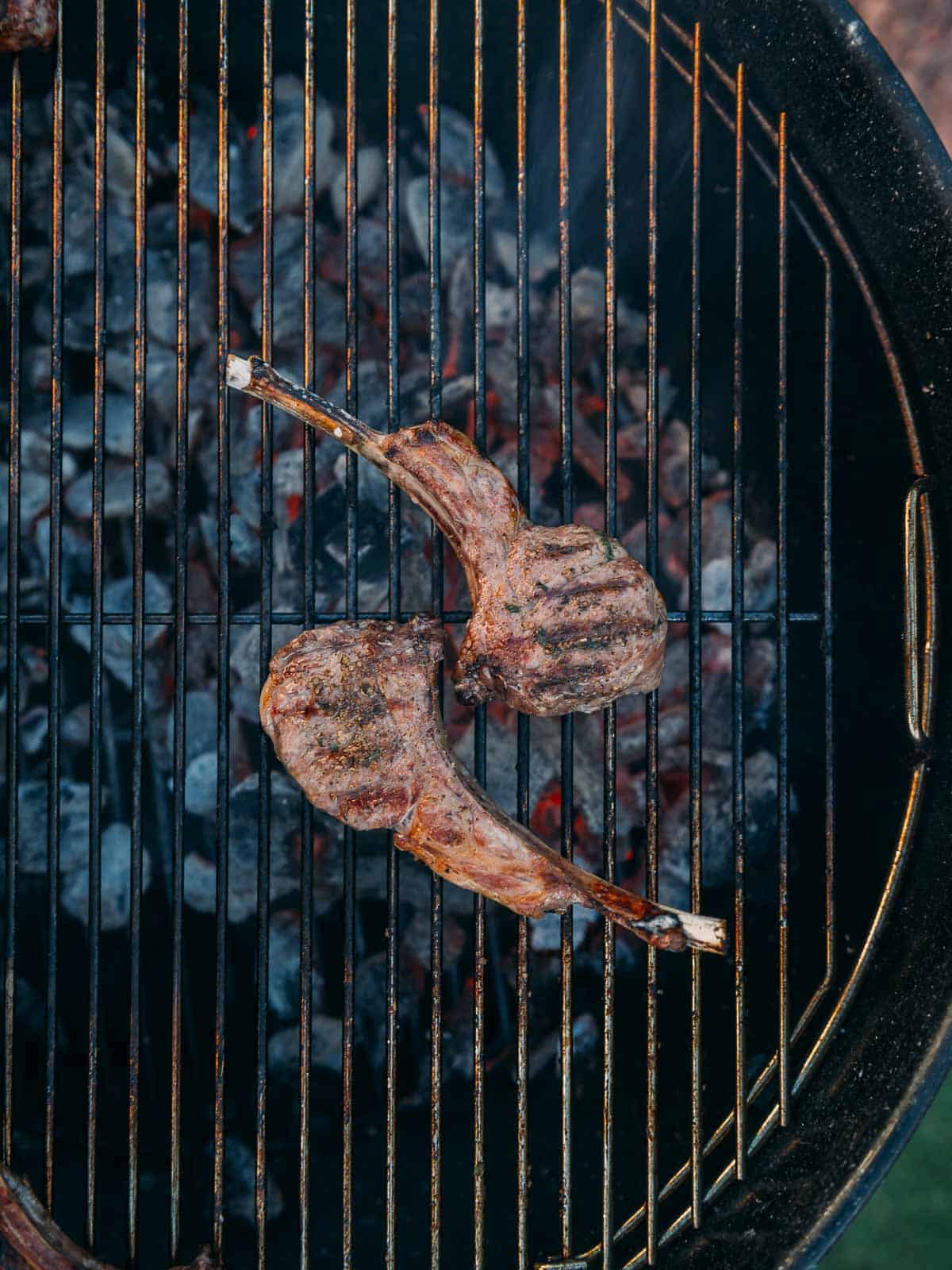 Chops over a bed of charcoal. 