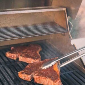 How to grill steaks on a gas grill.