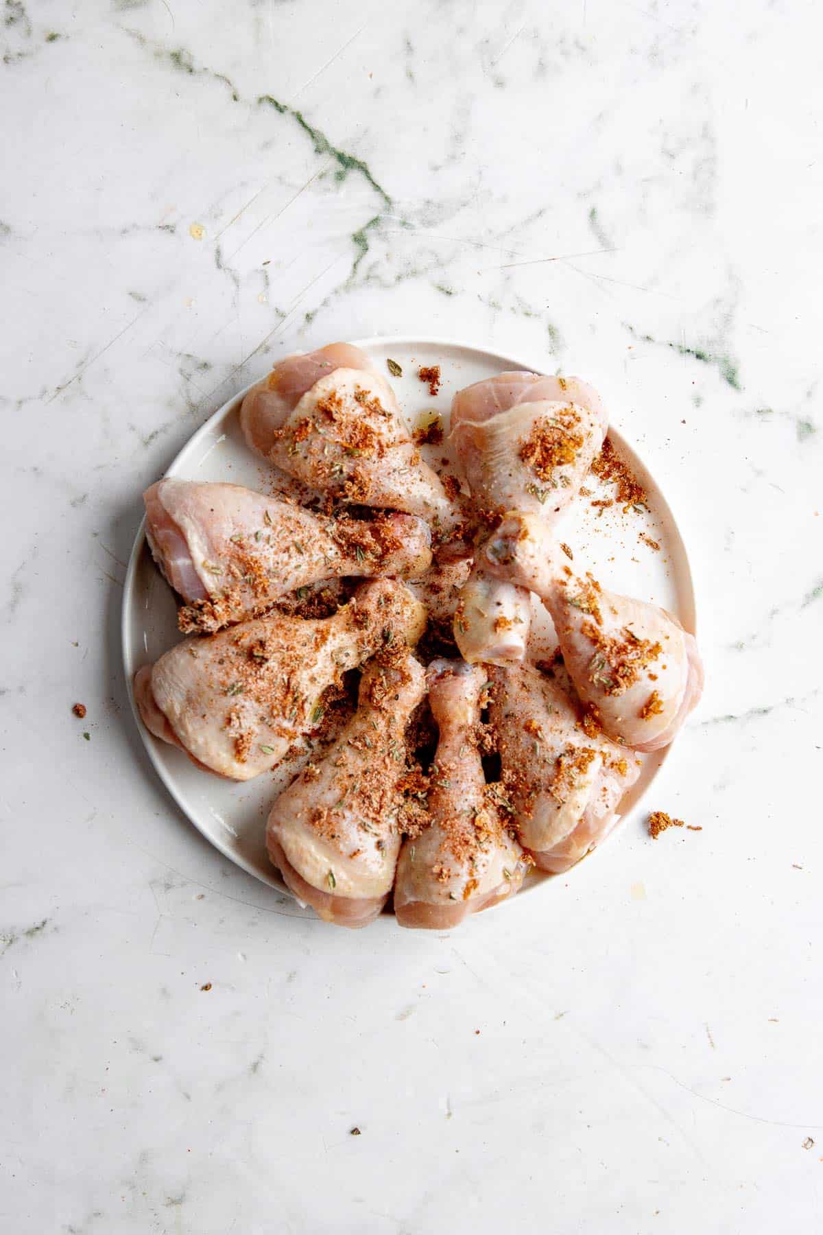 Chicken sprinkled with spices. 