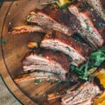 Pinterest image for how to make smoked lamb ribs.