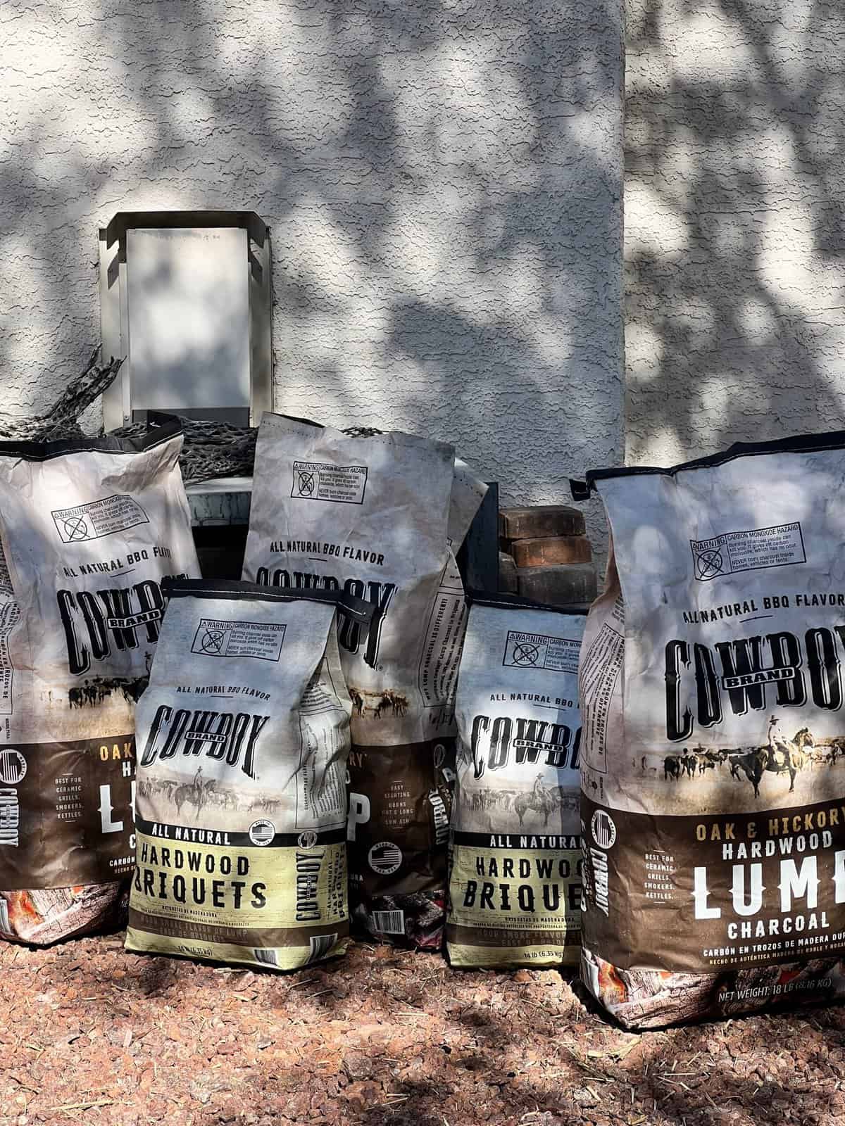 Bags of Cowboy charcoal.