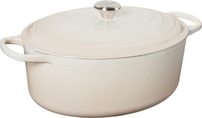 A white pot with a lid.