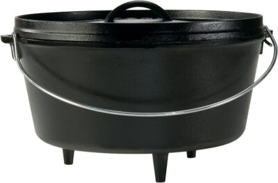 A black pot with handles on a white background.