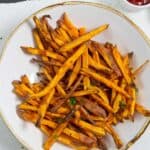 How to make sweet potato fries in the air fryer pinterest image.