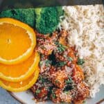 How to make air fryer orange chicken pinterest image.