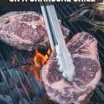 How to grill a steak on a charcoal grill pinterest image.