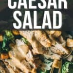 Pinterest image for grilled chicken caesar salad.