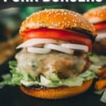 Pinterest image for ground pork burgers.