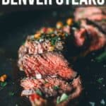 Pinterest image for grilled denver steaks.