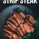 Pinterest image for sous vide strip steak.