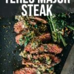 Pinterest image for grilled teres major steak.