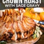 Smoked pork crown roast pinterest image.